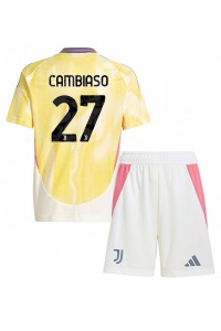 Juventus Andrea Cambiaso #27 Jalkapallovaatteet Lasten Vieraspeliasu 2024-25 Lyhythihainen (+ Lyhyet housut)